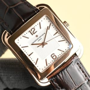 Super Clone Vacheron Constantin Historiques 1921 Square 36mm White Dial Rose Gold Case Leather Strap VC Factory