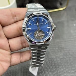Super Clone Vacheron Constantin Overseas Tourbillon 42.5mm Blue Dial Stainless Steel Integrated Bracelet BBR Factory