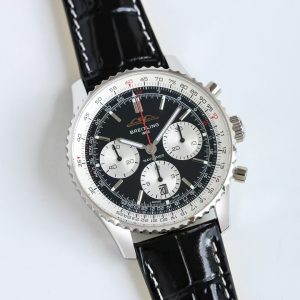 Breitling Navitimer Super Clone – BLS Factory Stainless Steel Black Dial White Sub-Dials on Black Leather