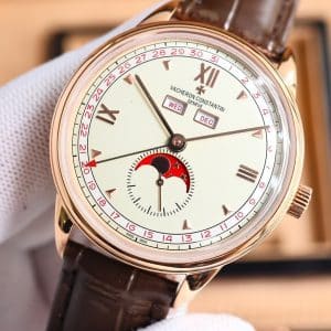 Super Clone Vacheron Constantin Historiques 3110V/000R-B426 40mm Cream Dial Rose Gold Case Leather Strap TW Factory
