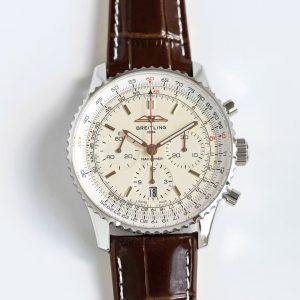 Breitling Navitimer Super Clone – F1 Factory RW5 Stainless Steel Cream Dial on Brown Leather (70th Anniversary Edition)