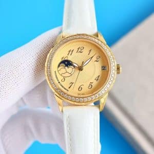 Super Clone Vacheron Constantin Égérie 4605F/000R-B496 36.5mm Champagne Dial Rose Gold Case Leather Strap ZF Factory