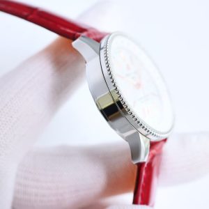 Breitling Navitimer Super Clone by BLS Factory — Steel Case, Silver Dial, Red Leather Strap