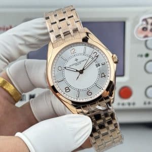 Super Clone Vacheron Constantin Fiftysix 40mm Silver Sector Dial Pink Gold Case Bracelet ZF Factory