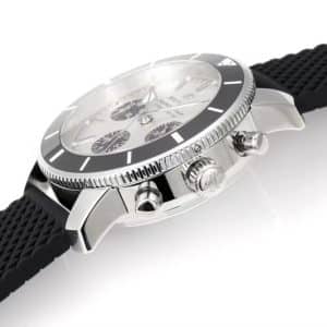 Super Clone Breitling Superocean Heritage II Chronograph 44 Silver Dial Black Bezel Rubber Strap BLS Factory V2 China Replica Edition