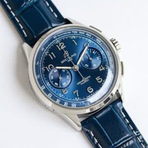 Super Clone Breitling Premier Chronograph 42 Blue Dial Stainless Steel Blue Leather BLS Factory