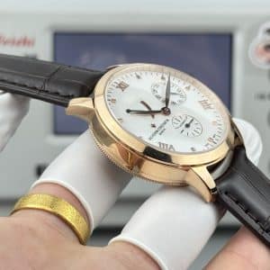 Super Clone Vacheron Constantin Traditionnelle 83520/000R-9909 40mm Silver Dial Rose Gold Case Leather Strap KM Factory