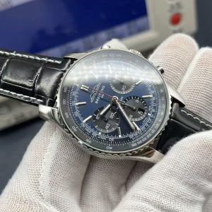 Breitling Navitimer Super Clone by TF Factory — Steel Case, Blue Dial, Italian Leather Strap