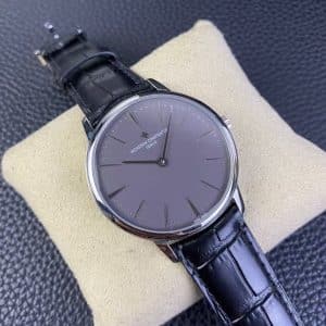 Super Clone Vacheron Constantin Patrimony 40mm Gray Dial White-Gold Case Black Leather Strap MKS Factory (Ref. 81180 · 9039 Ultra-Thin Movement)