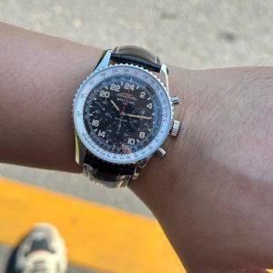 Breitling Navitimer Super Clone by BLS Factory — Steel Case, Dark Dial, Black Leather Strap
