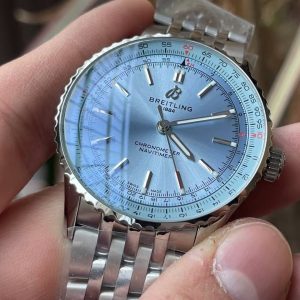 Breitling Navitimer Super Clone – BLS Factory Silver Case Ice Blue Dial on Steel Bracelet