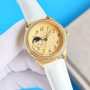 Super Clone Vacheron Constantin Égérie 4605F/000R-B496 36.5mm Champagne Dial Rose Gold Case Leather Strap ZF Factory