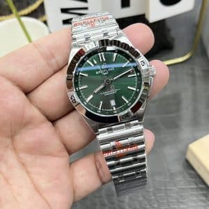 Super Clone Breitling Chronomat GMT 40 Green Dial Stainless Steel Bracelet BLS Factory China Replica Edition