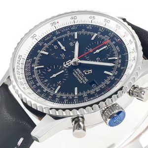 Breitling Navitimer Super Clone – BLS Factory Stainless Steel Blue Dial on Black Leather (Original-Spec Open-Mold Movement)