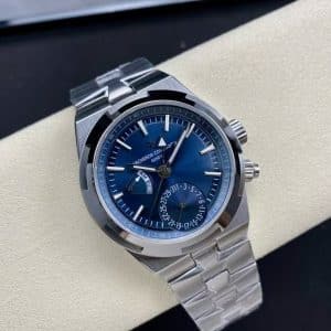 Super Clone Vacheron Constantin Overseas Dual Time 41mm Blue Dial Stainless Steel Bracelet BBS Factory
