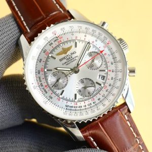 Breitling Navitimer Super Clone by BLS Factory — Steel Case, Silver Dial, Brown Leather Strap