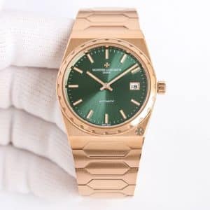 Super Clone Vacheron Constantin Historiques 4200H/000R-9359 37mm Green Dial Rose Gold Case Integrated Bracelet TW Factory