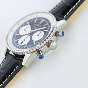 Breitling Navitimer Super Clone – BLS Factory Stainless Steel Black Dial White Sub-Dials on Black Leather