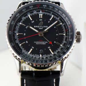 Breitling Navitimer Super Clone by BLS Factory — Steel Case, Black Dial, Black Leather Strap