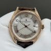 Super Clone Vacheron Constantin Fiftysix 4600E/000A-B402 40mm Silver Dial Diamond Bezel Pink Gold Case Leather Strap TW Factory
