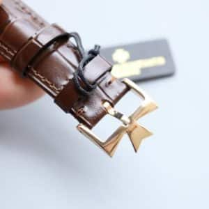 Super Clone Vacheron Constantin Fiftysix 40mm Brown Complete Calendar Dial Pink Gold Case Leather Strap MX Factory