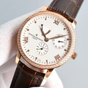 Super Clone Vacheron Constantin Traditionnelle 47192/000R 41mm Silver Dial Rose Gold Case Leather Strap KM Factory