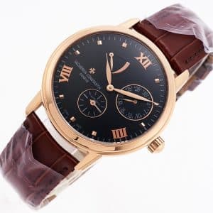 Super Clone Vacheron Constantin Traditionnelle 47200/000G-9019 41mm Black Dial Rose Gold Case Leather Strap TW Factory