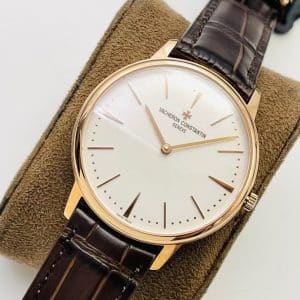 Super Clone Vacheron Constantin Patrimony 40mm Ivory Dial Rose-Gold Case Brown Leather Strap MKS Factory (Ref. 81180 · 9039 Ultra-Thin Movement)
