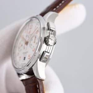 Super Clone Breitling Premier Chronograph 42 Silver-White Dial Stainless Steel Black Leather BLS Factory