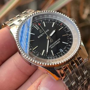 Breitling Navitimer Super Clone – BLS Factory Silver Case Black Dial on Steel Bracelet