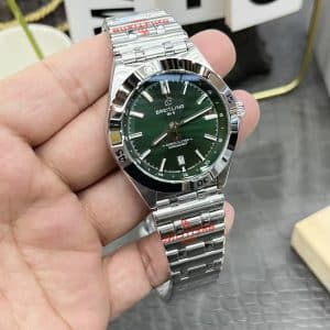 Super Clone Breitling Chronomat GMT 40 Green Dial Stainless Steel Bracelet BLS Factory China Replica Edition
