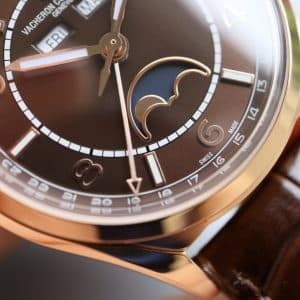 Super Clone Vacheron Constantin Fiftysix 40mm Brown Complete Calendar Dial Pink Gold Case Leather Strap MX Factory