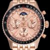 Breitling Navitimer Moonphase Chronograph Super Clone – GR Factory Rose Gold Dial on Bracelet