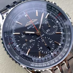 Breitling Navitimer Chronograph Super Clone – BLS Factory Silver Case Black Dial on Steel Bracelet