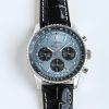 Breitling Navitimer Super Clone – F1 Factory Stainless Steel Ice Blue Dial Black Sub-Dials on Black Leather