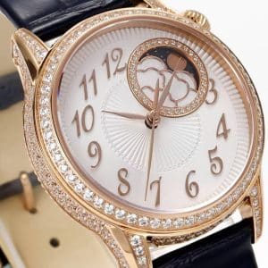 Super Clone Vacheron Constantin Égérie 4605F/000R-B496 37mm Silver Dial Rose Gold Case Diamond Lug Leather Strap ZF Factory