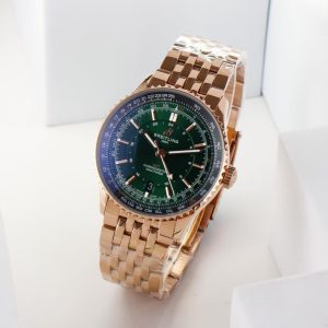 Breitling Navitimer GMT Super Clone – Rose Gold Green Dial by BLS / VS / GR Factories