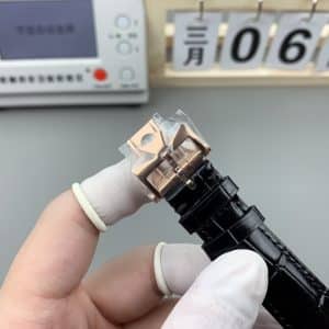 Super Clone Vacheron Constantin Fiftysix 4000E/000R-B438 40mm Silver Complete Calendar Dial Pink Gold Case Leather Strap TW Factory