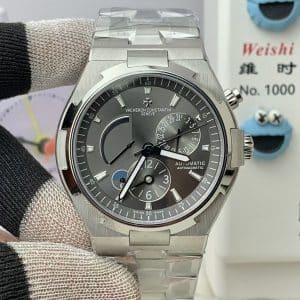 Super Clone Vacheron Constantin Overseas Dual Time 41mm Grey Dial Stainless Steel Integrated Bracelet BBS Factory