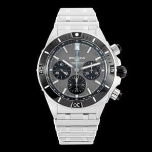 Super Clone Breitling Chronomat 42 Slate Grey Dial Black Subdials Stainless Steel Pilot Bracelet BLS Factory