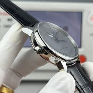 Super Clone Vacheron Constantin Patrimony Moon Phase & Retrograde Date 42.5mm Gray Dial White-Gold Case Black Leather Strap MKS Factory (Ref. 4010U / MKS 9015-Based Calendar + Moonphase Module)