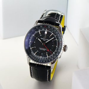 Breitling Navitimer Super Clone by BLS Factory — Steel Case, Black Dial, Black Leather Strap