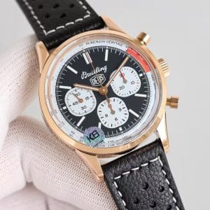 Super Clone Breitling Top Time 41 DEUS White Dial Rose Gold Case Leather Strap KB Factory