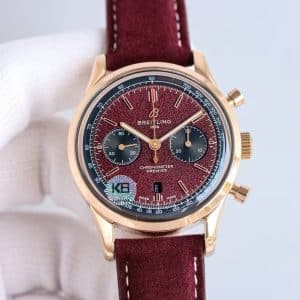 Super Clone Breitling Premier Chronograph 42 Burgundy Textured Dial – KB Factory
