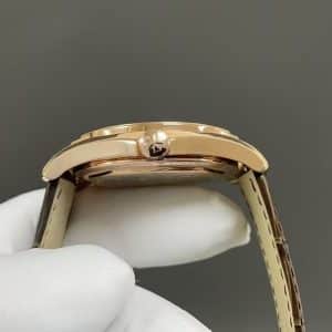 Super Clone Vacheron Constantin Fiftysix 4600E/000A-B402 40mm Brown Dial Diamond Bezel Pink Gold Case Leather Strap TW Factory