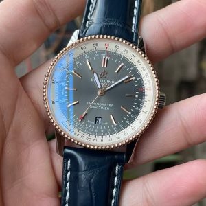Breitling Navitimer Super Clone – BLS Factory Rose Gold Gray Dial on Leather Strap