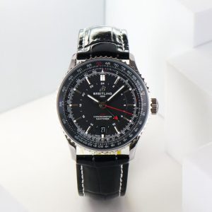 Breitling Navitimer Super Clone by BLS Factory — Steel Case, Black Dial, Black Leather Strap