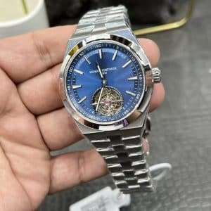 Super Clone Vacheron Constantin Overseas Tourbillon 42.5mm Blue Dial Stainless Steel Integrated Bracelet BBR Factory