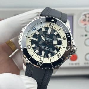 Super Clone Breitling Superocean 44 Camouflage Dial Stainless Steel Black Rubber Strap — BLS Factory