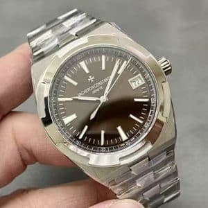 Super Clone Vacheron Constantin Overseas 41mm Brown Dial Stainless Steel Integrated Bracelet MKS Factory